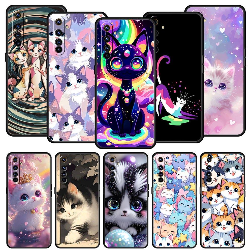 Colorful Cat Design Case For Realme C67 C63 C55 C53 C35 C25 C21 GT 2 3 5 6 10 11 12 13 Pro Plus 5G Soft TPU Phone Cover Fundas