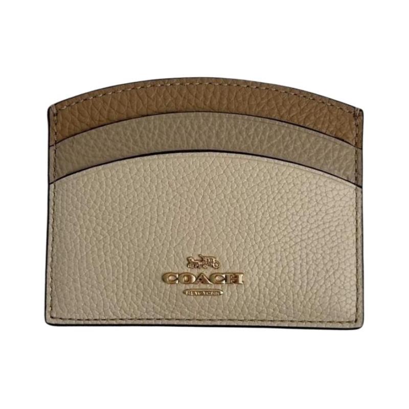 

COACH Card Case old Letter Buoy Polished Pebbled Leather Card Case Women s Gold and Ivory Gold and ivory золотий