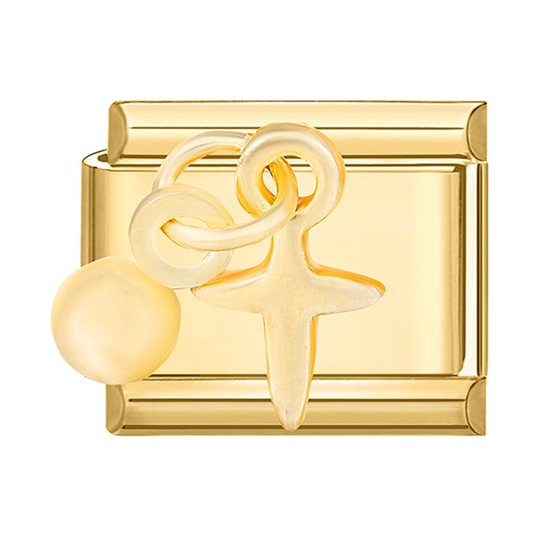 New Y2K Gold Color Butterfly Moon Bow Shell Star Pearl Pendant Italian Charm Link Fit 9mm Stainless Steel Bracelet DIY Making