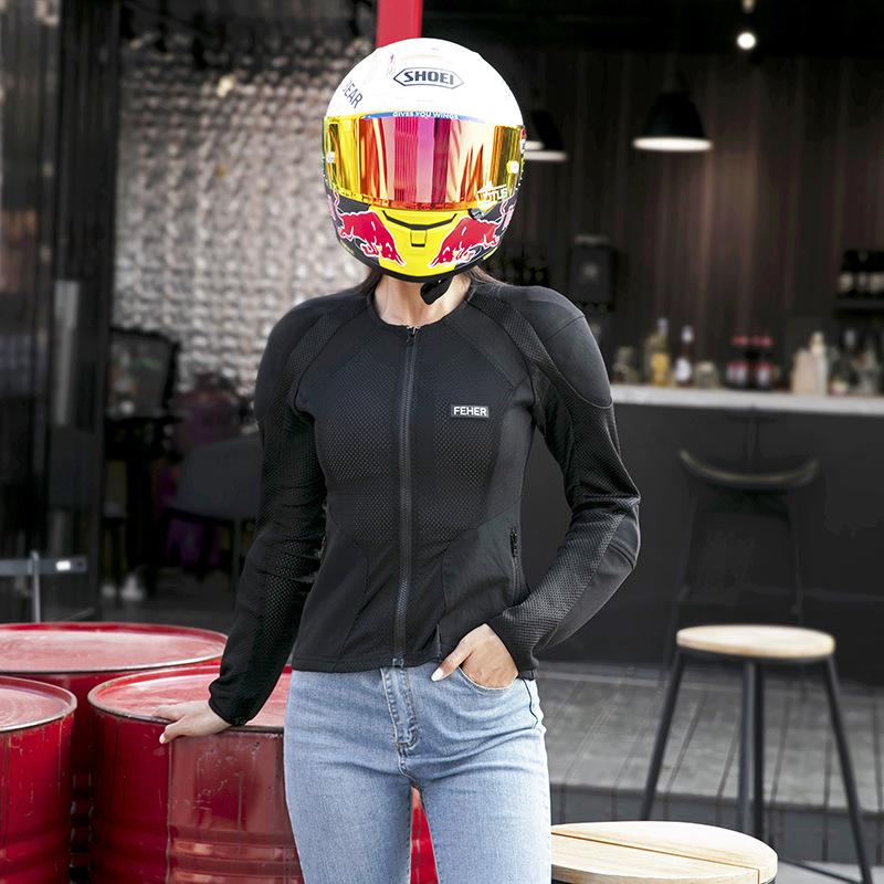 FEHER Damen Atmungsaktiver Mesh Motorrad-Rüstungsanzug - Sommer-Fahrten Sturzschutz Rennbekleidung