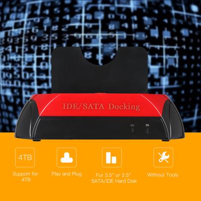 Estación de acoplamiento HDD Base de estación de acoplamiento de unidad de disco duro dual para IDE/SATA USB 2.0 de 2,5 pulgadas y 3,5 pulgadas