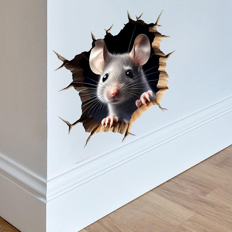 3D Mouse Hole Sticker Removable Self-Adhesive For Room Bedroom Home Decoration Accessories