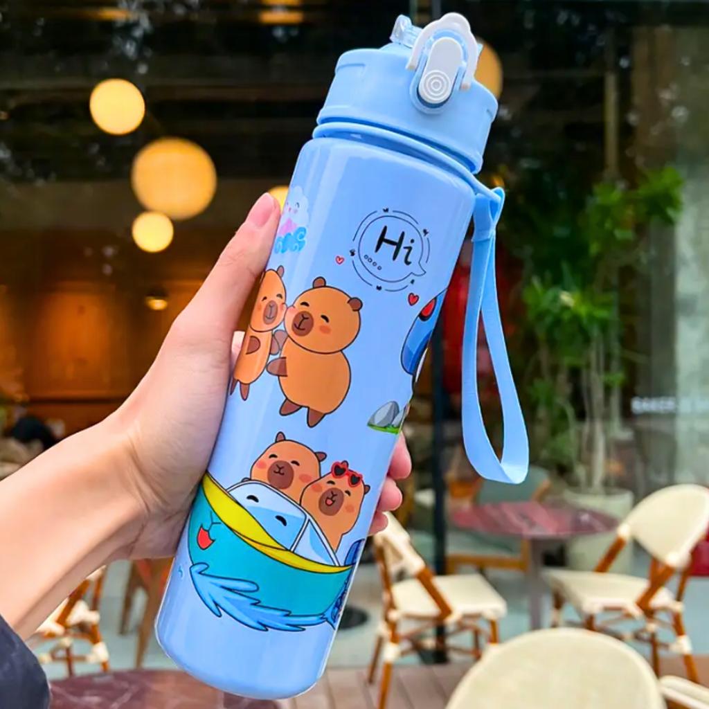Capybara Water Bottle With Straw For Children To School 690 Ml