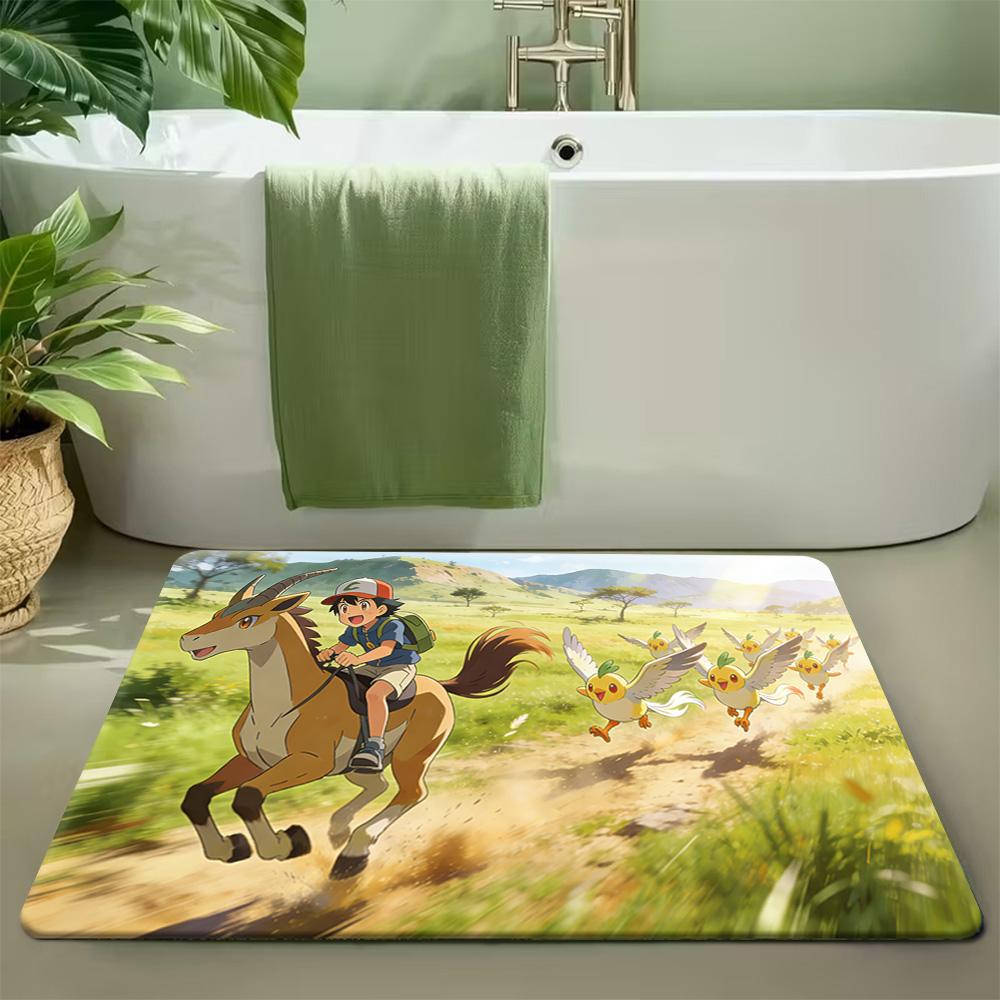Pokemon Mermaid Style Characters Print Doormat Anti-slip Absorbent Floor Mat for Home Entrance Bedroom Living Room Decor
