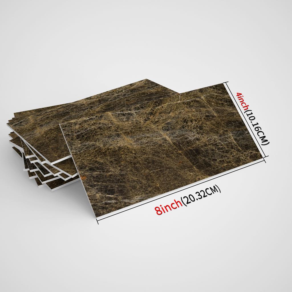 Black Imitation Marble Tile Stickers Self-Adhesive Waterproof Moisture-Proof Wall Decor for Bathroom & Living Room