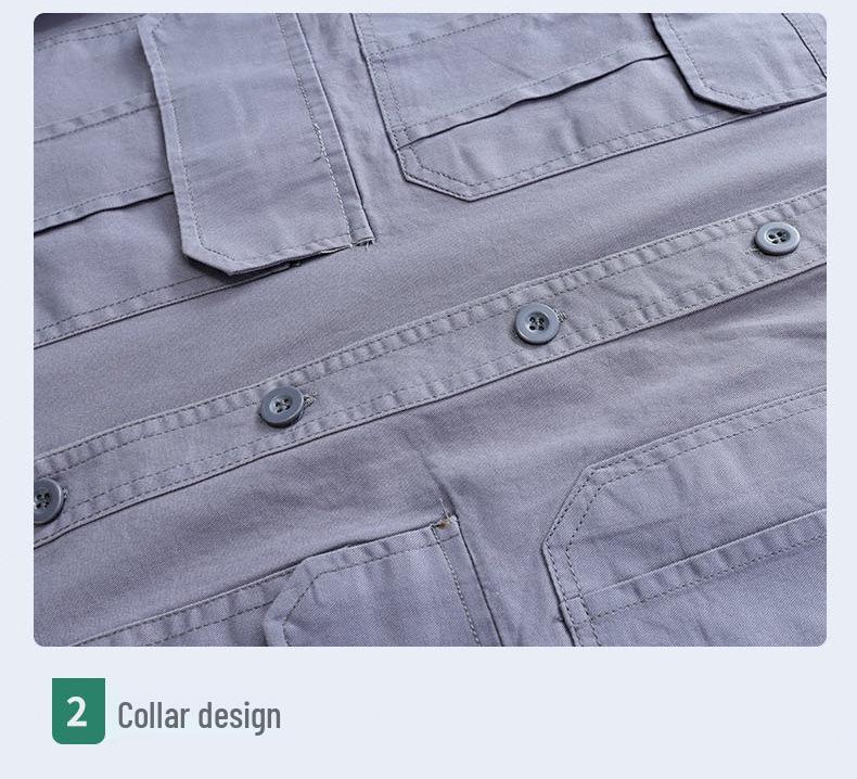 Conjunto de Roupa de Trabalho de Verão para Homem em Sarja de Algodão - Leve, Corte Solto com Design Multibolsos para Soldadores