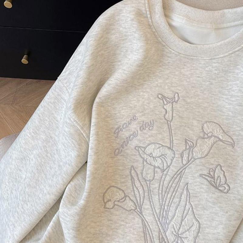 Sweatshirts for Women Pullover Long Sleeve Round-neck  Autumn Winter  Warm Oversize Thickened Tops