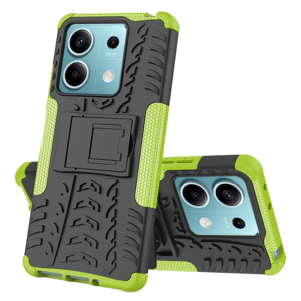 For Xiaomi Redmi Note 13 5G Tyre Pattern Case Kickstand PC+TPU Non-slip Phone Cover