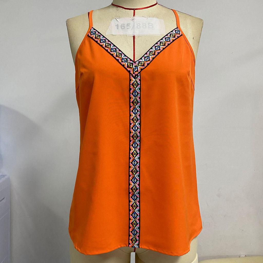 Women Spring Summer Solid Color Block Camisole Vacation Sexy Loose Sleeveless Suspenders Vest Tank Tops S-XL