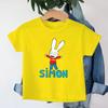 Simon Super Rabbit Cartoon Kids T-shirt Cute Boys Girls Manga Tops Baby Boys Short Sleeve T-shirt Summer Casual O-neck Tee Shirt