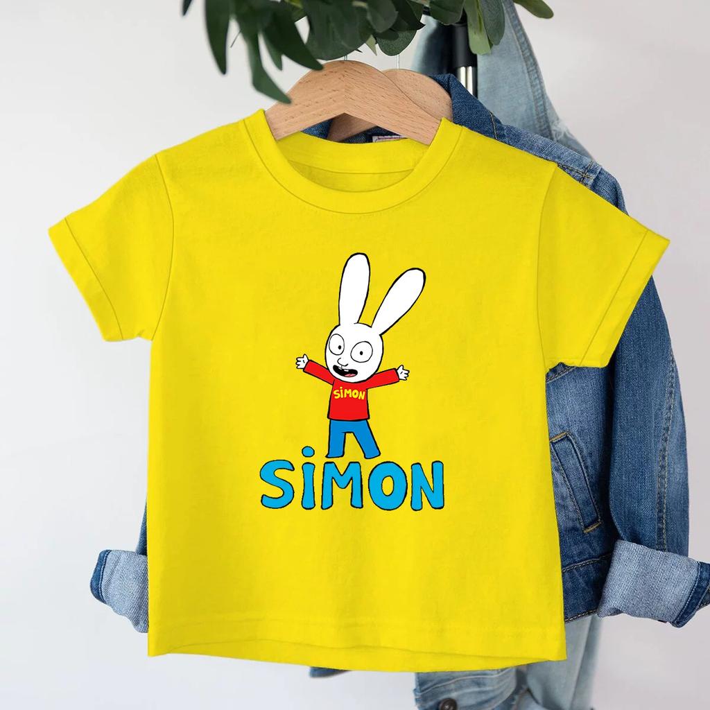 Simon Super Rabbit Cartoon Kids T-shirt Cute Boys Girls Manga Tops Baby Boys Short Sleeve T-shirt Summer Casual O-neck Tee Shirt