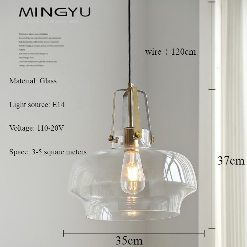 American Vintage Amber Glass Pendant Lamp Nordic Modern Home Decoration Bedroom Study Living Room Chandelier Atmosphere LED Lamp