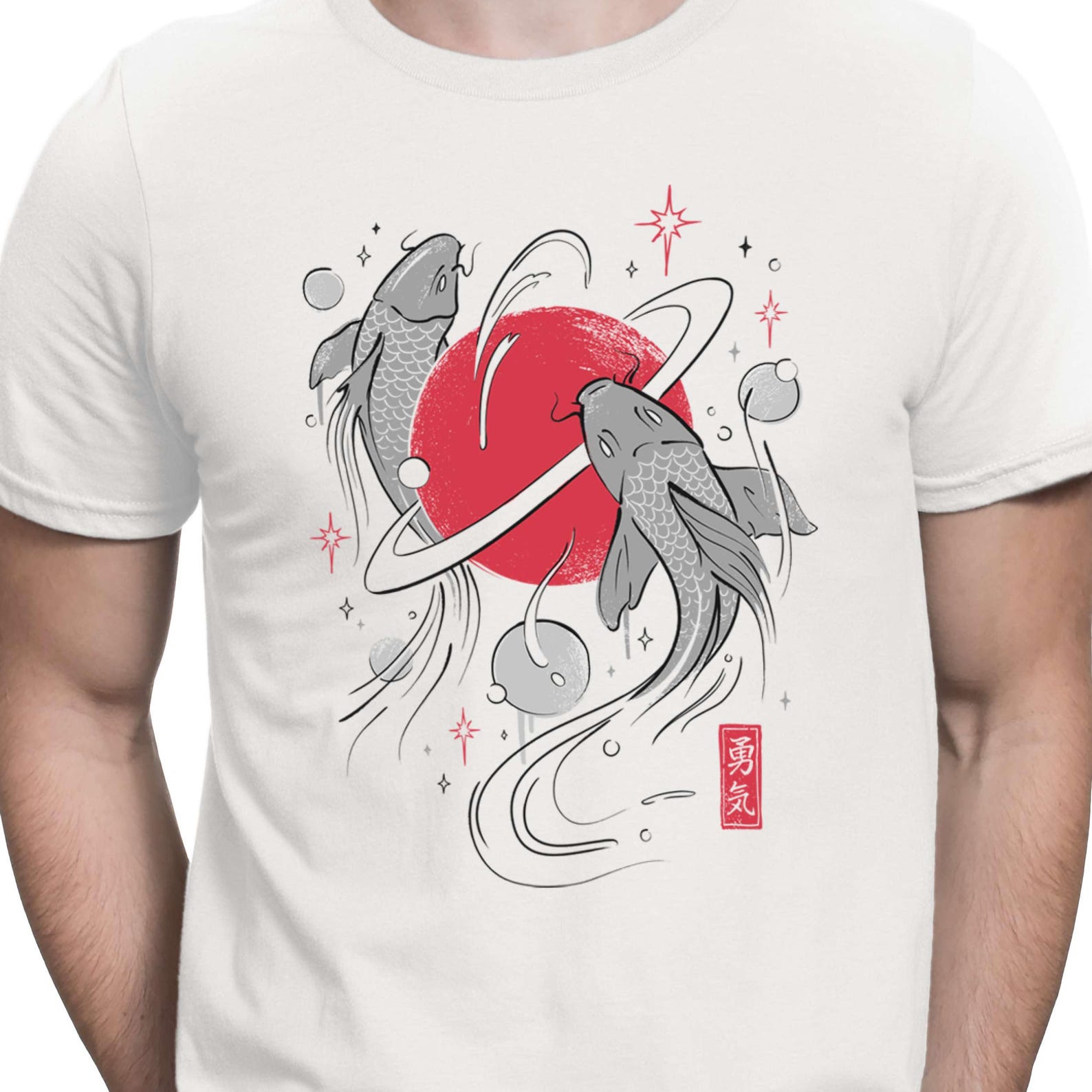 Japanese Koi Fish T shirt Space Planet T-shirt Zen Japan Koi Shirt M