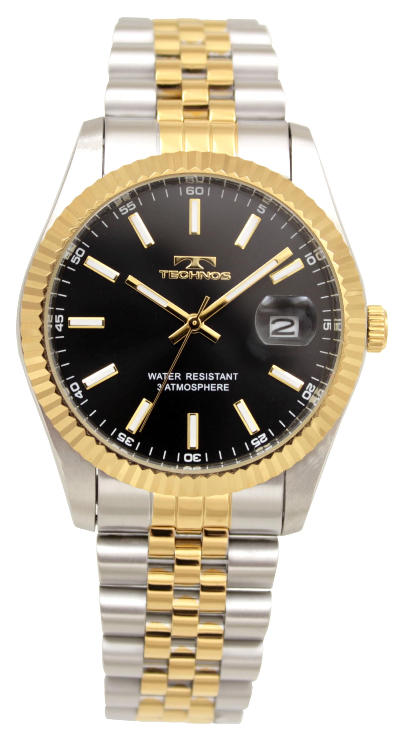 

Technos T6C10TB Date Silver Men s Watch, чорний