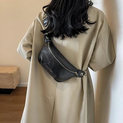 Fashion  Simple PU Ladies Waist Packs Classic Wide Straps Crossbody Bags