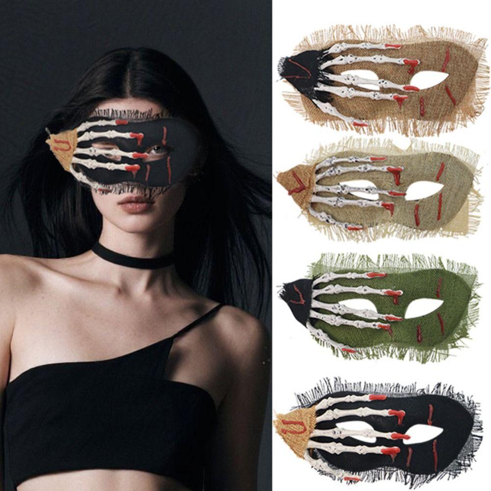 

Cosplay Halloween Eye Patch Eye Mask Half Face Mask Fashion Halloween Skull Hand Mask Party бежевий