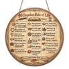 2D Flat, 1pc Round Aluminum Hanging Sign, Vintage Plaque about "20 Unwritten Rules of Life", Inspirational Quotes Wisdom Sayings Life Principles
