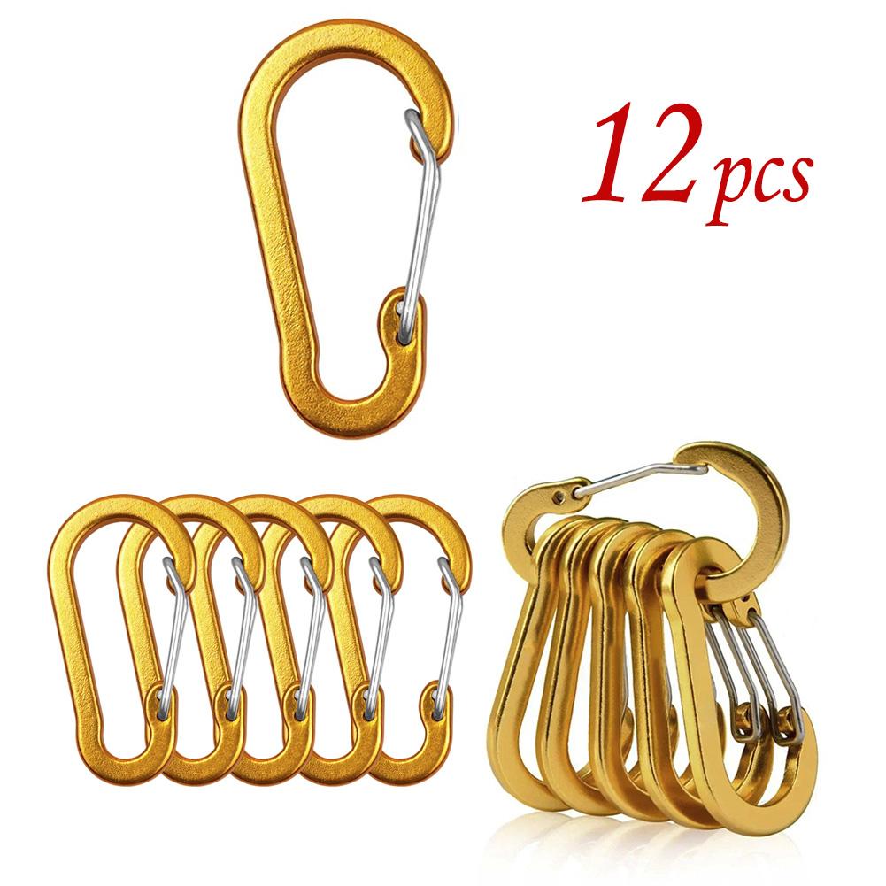 1/6/12pcs Aluminum Carabiner Clip Keychain Carabiners Lock Buckle Snap Outdoor Multi Tool Backpack Camping Hiking Fishing Hook