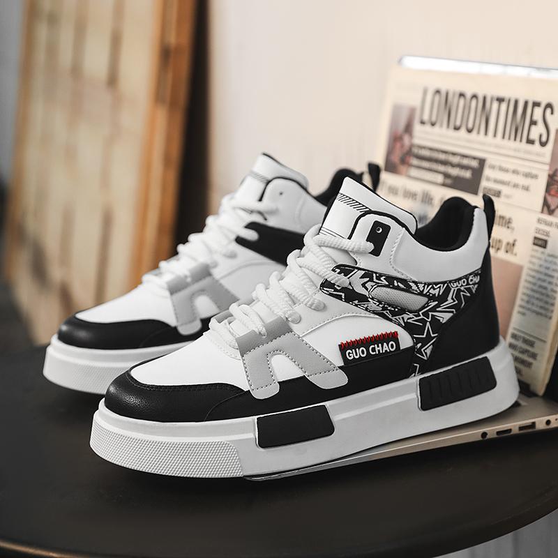 Men Shoes Sneakers High Top Mens Casual Shoes Luxury Breathable Men Walking Shoes Trend Leather Shoes for Men Running Shoes Male Footwear