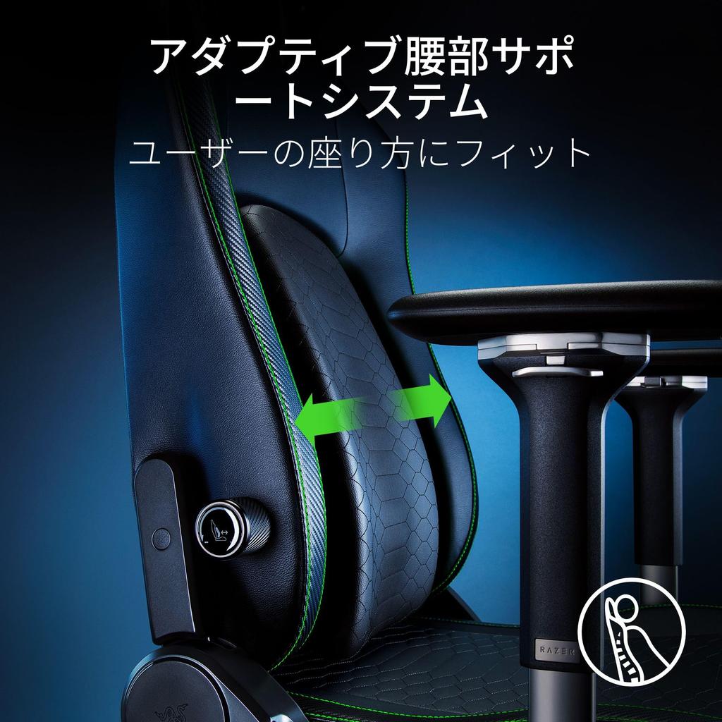 Razer Iskur V2 Black Gaming Chair Movable Lumbar Support High Density Foam Cushion 4D Armrest Head Cushion Included EPU Grade Synthetic Leather Black