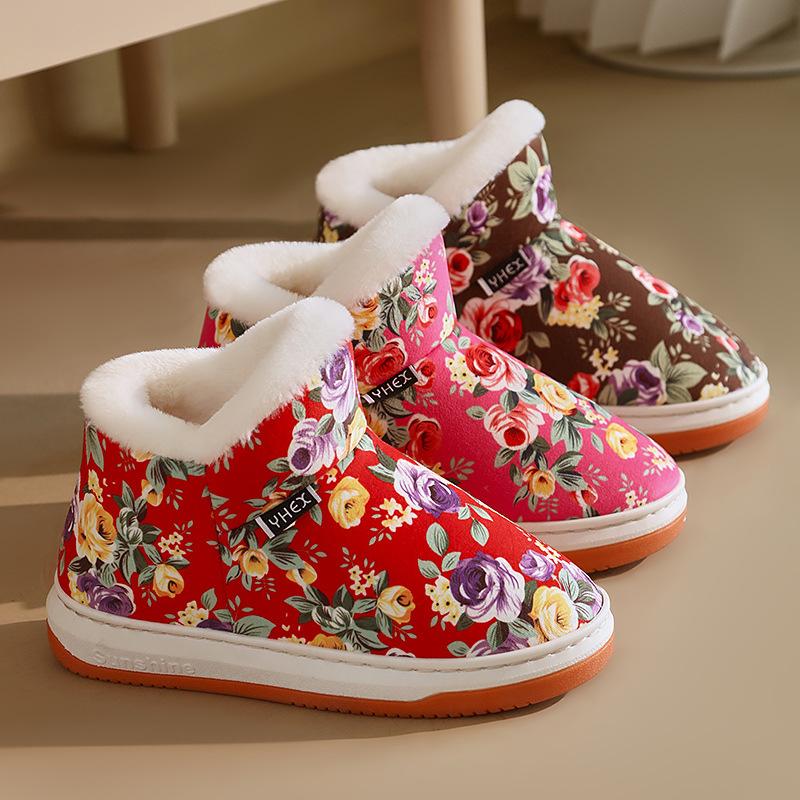 Vinter Sklisikre Hjemmesko Varme Hjem Damer Innendørs Bomull Plysj Menn Myke Vanntette Tøfler Par Vintersko