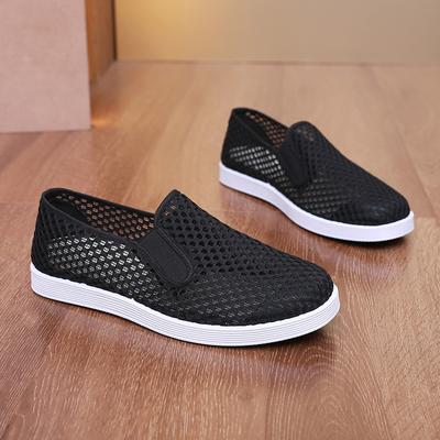 Herren alte Peking Stoffschuhe runde Zehenpartie rutschfest Arbeit einzelne Netzschuhe Frühling und Sommer lässige Slipper