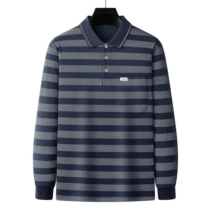 Herbst Qualität Mode Lockeres Poloshirt Herren Langarm Lässig Herren Poloshirts mit Tasche Top