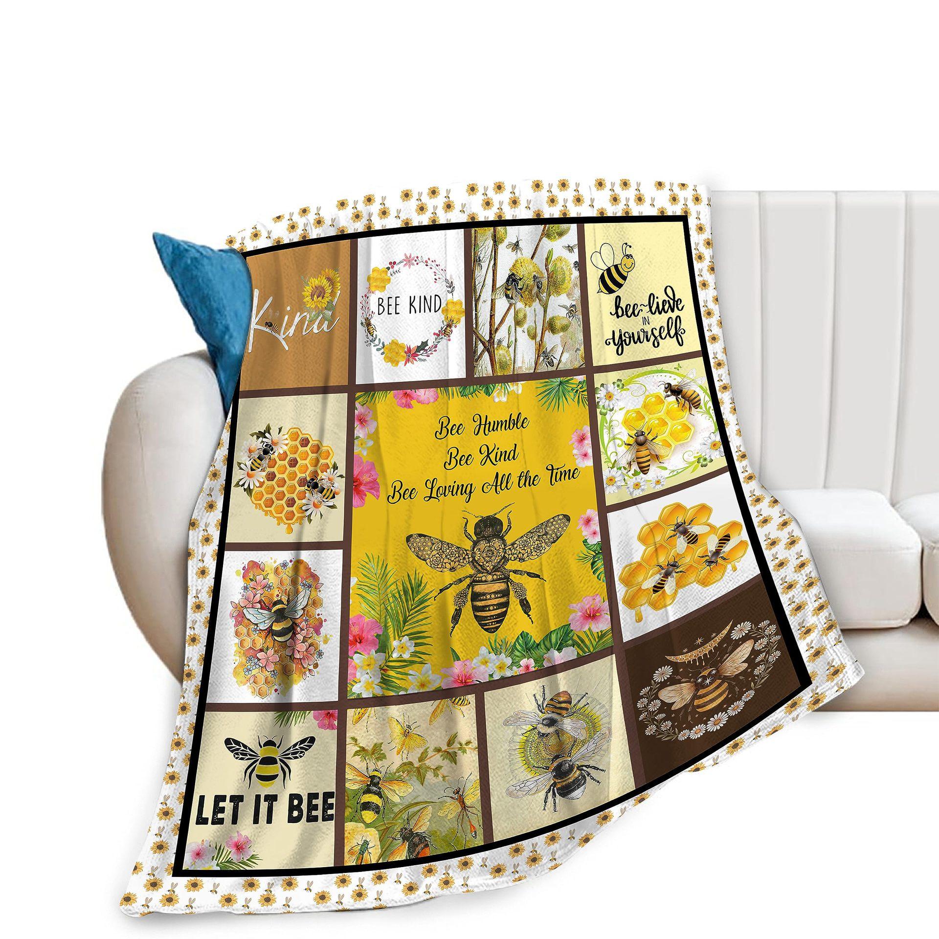 

Flannel Blanket Nap Blanket Bee Printed Blanket Four Seasons Super Soft Office Blanket Sofa Blanket 70x100cm