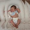 Sleeping Doll Re-born Baby Girl Eyes Close Handmade White Skin New Born Girl in Jumper- Vinyl Doll for Kid Collectors