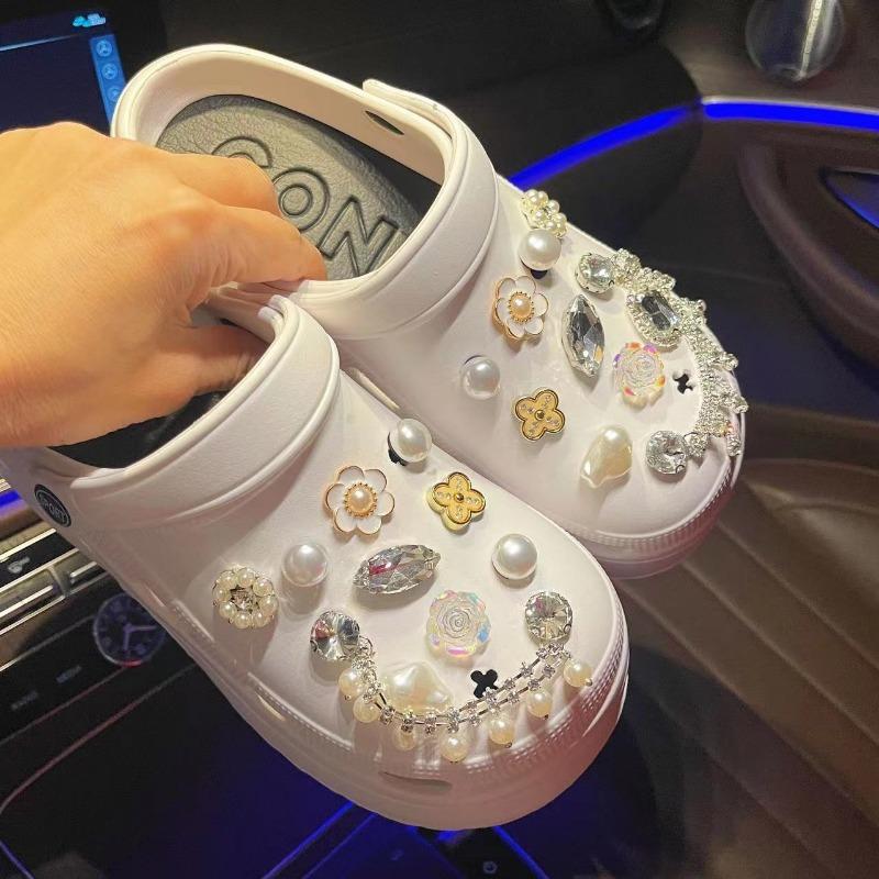 20PCS Shoe Charm for Crocs DIY Shiny rhinestone chain Shoe Decoration Buckle for Croc Charms Hole Shoes Accessories