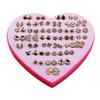 36 Pairs Pink Heart Gift Box - Assorted Styles Exquisite Plastic Stud Earrings