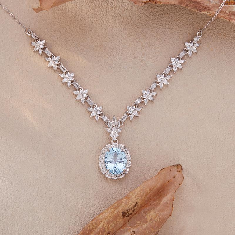 Natural Topaz Citrine Amethyst Pendant Necklace Women'S S925 Sterling Silver Colored Treasure Set Chain Jewelry