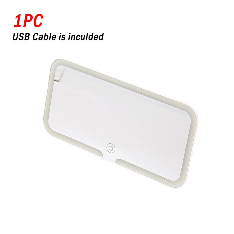 Ultra Thin LED Car Makeup HD Mirror Sunshade Makeup Hanging Mirror USB Charge Autom Cosmetic Mirror Touch Screen Dimmable Light