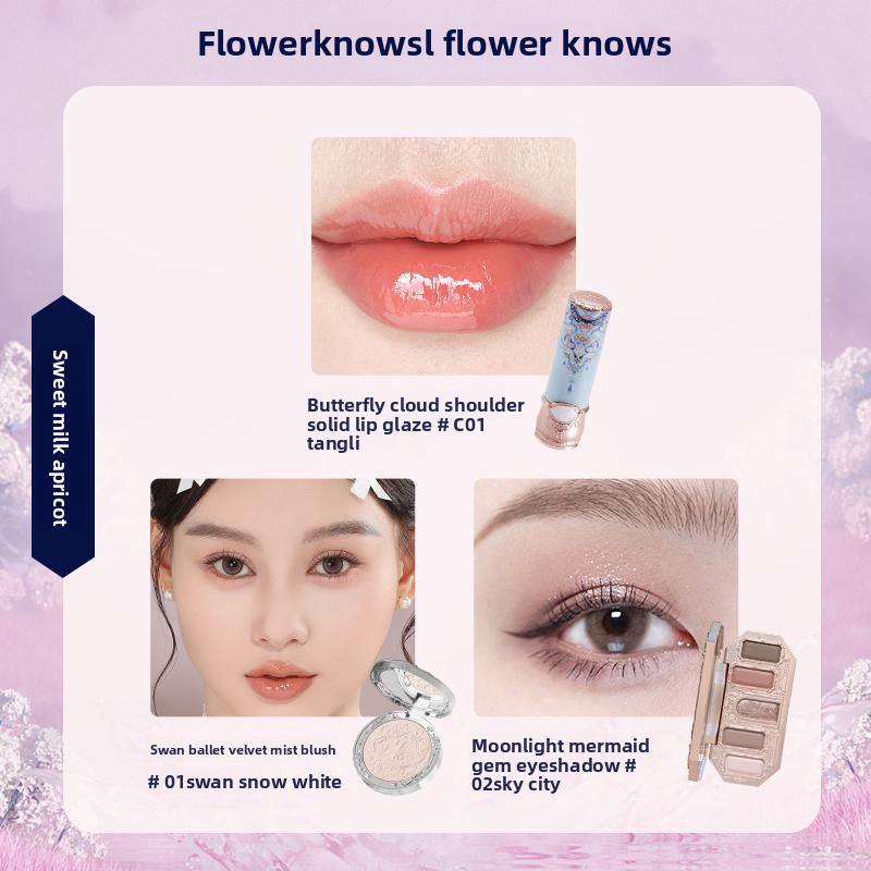 Flowerknows Gift Box Makeup Set Little Angel Full Box Lip Glaze Blusher Shell Jewelry Flower Know Birthday Gift Kit