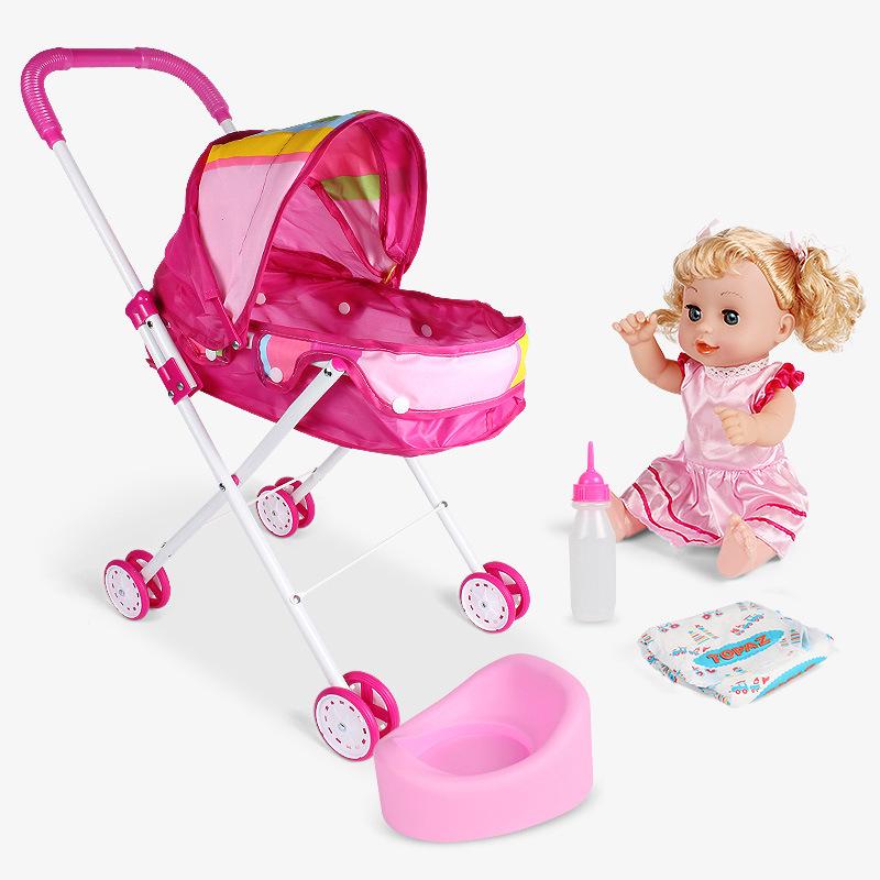 Girls' Playhouse with Doll and Toy Stroller Set