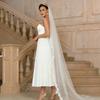 European and American Style Tube Top Wedding Dress Women's New Simple Pleated A-shaped Skirt Bride Wedding White Dress Looks Thin