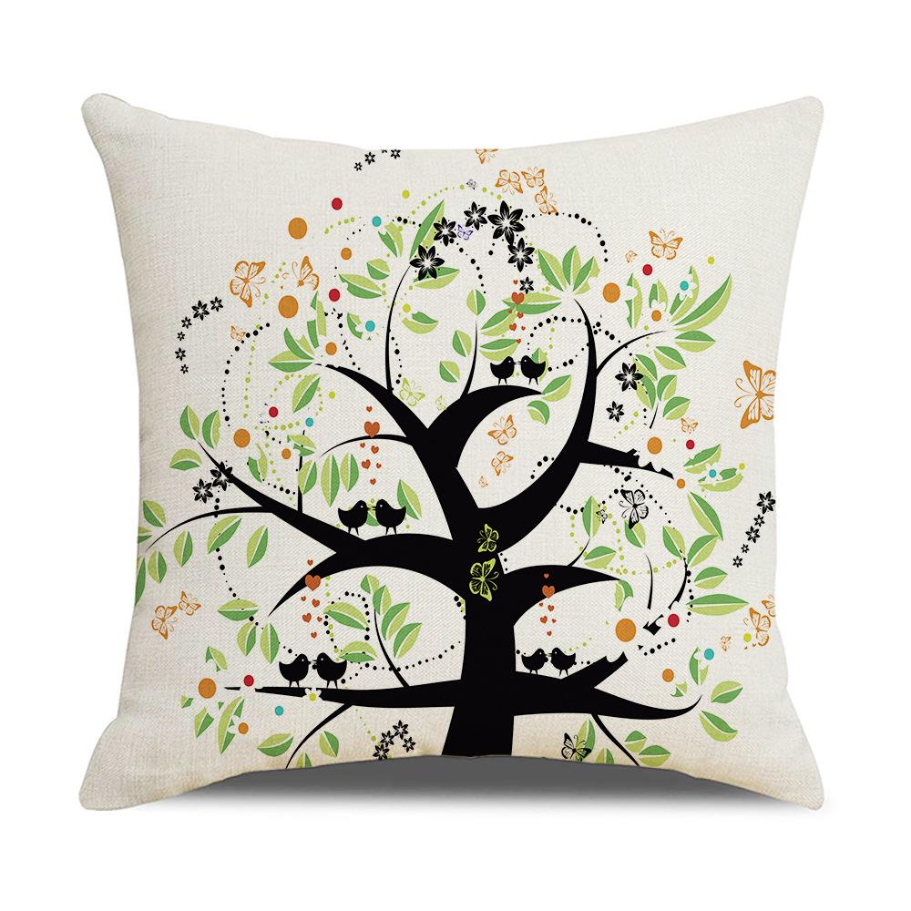 New Household Products Oil Painting Love Tree Linen Pillowcase Gift Sofa Bedroom Cushion Waist Pillowcase