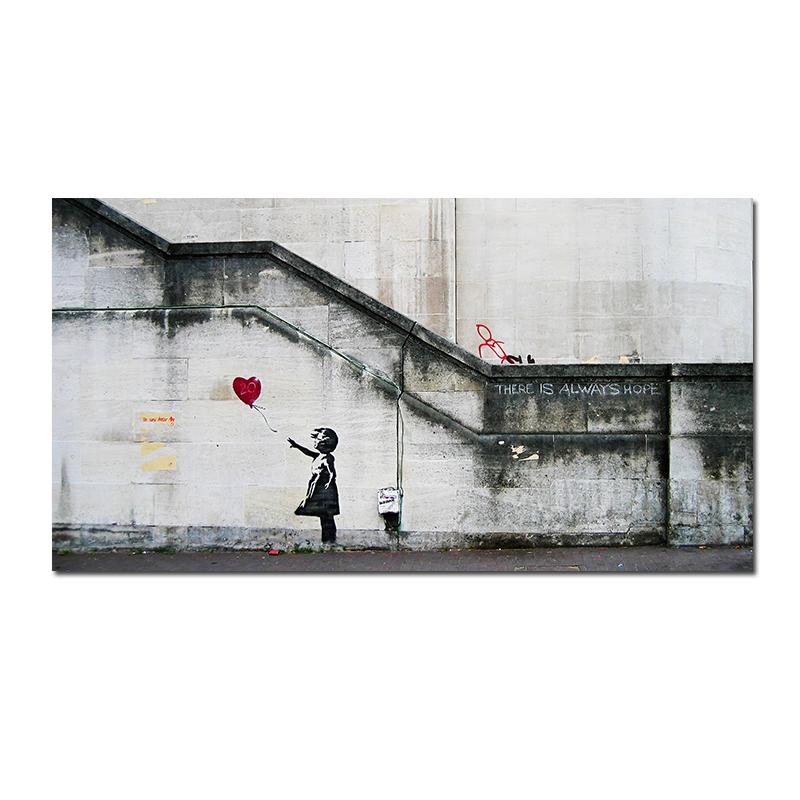 

Девушка в погоне за воздушными шарами Бэнкси граффити холст картина уличный поп-арт плакаты и принты настенные панно для гостиной домашний декор 70X140 cm No Frame