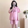 Women's Loose Short-Sleeve Maternity T-Shirt & Pajama Set - Belly Covering Casual Summer Outfit