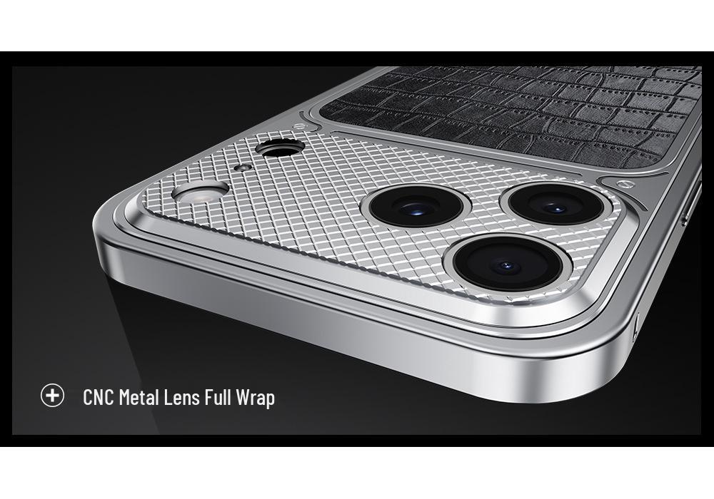 Crocodile Pattern Leather Metal Frame Anti-Drop Case for iPhone 17 Pro Max