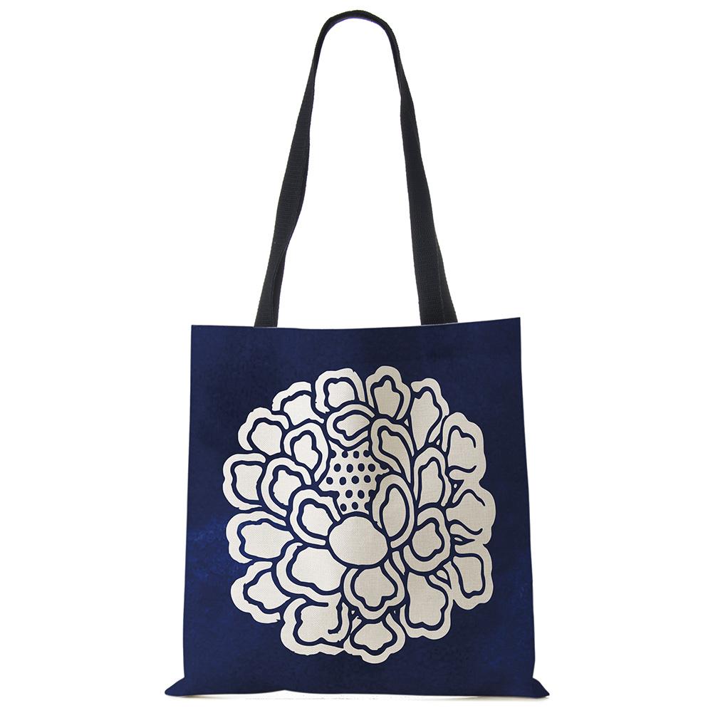 Vintage Print Casual Shoulder Bag Flowers Leaves Women Shopping Reusable Handbag Large Capacity Canvas Travel Beach Tote Bags CLE