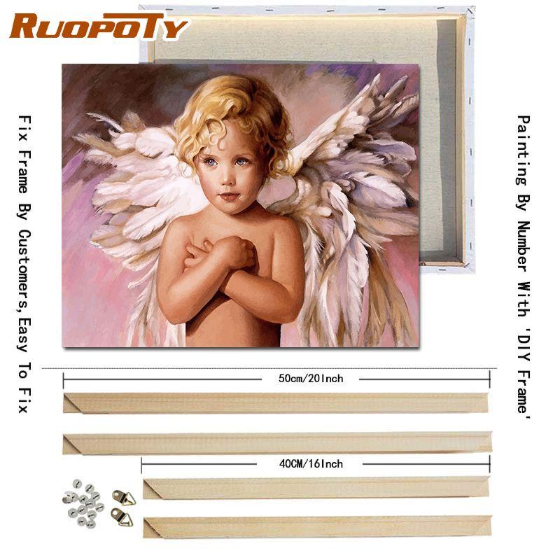 RUOPOTY DIY Frame Kids Picture DIY Painting By Numbers Figure ON Canvas Painting Acrylic Wall Art Picture For Home Decors Art