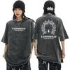 2026 100% Cotton Acid Washed Vintage Short Sleeve T Shirt Front and Back Printing Streetwear HipHop Harajuku Oversized T Shirts