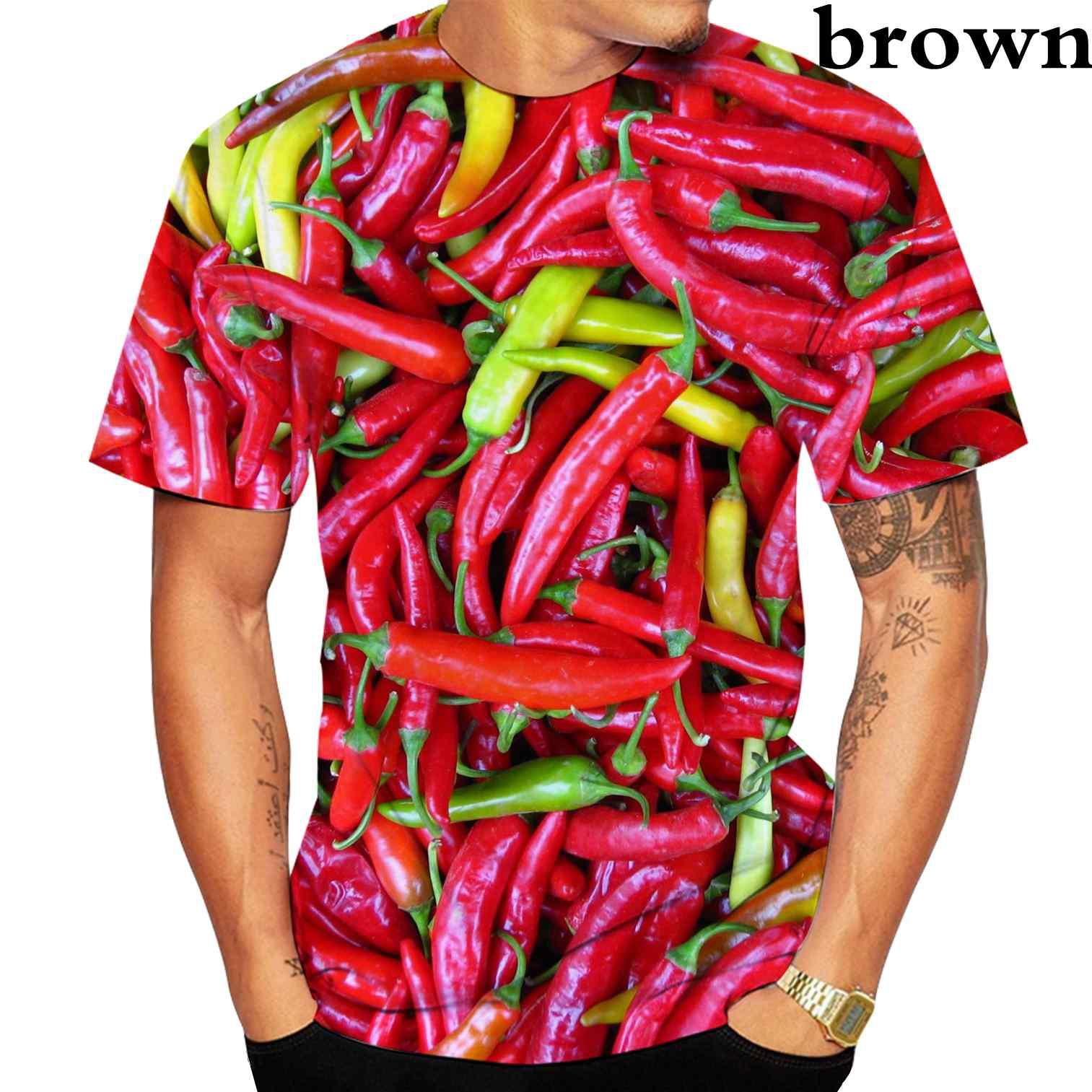 

Летний топ с круглым вырезом и 3D-принтом с узором «Острый перец чили», модная повседневная мужская футболка с коротким рукавом S бордовый