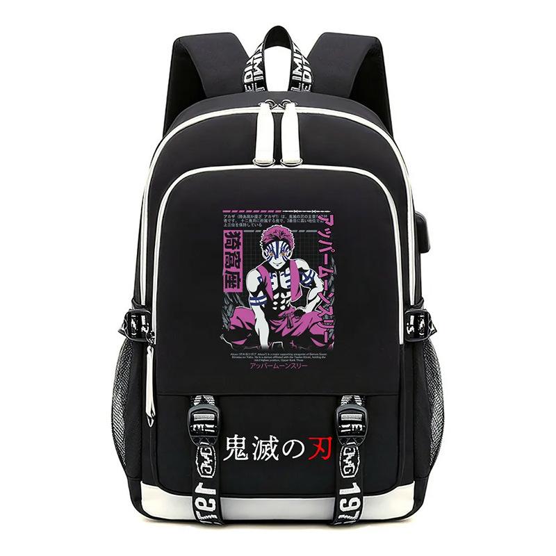 Animation Schoolbag Demon Slayer Cross-border Trend USB Large-capacity Student Spine Backpack