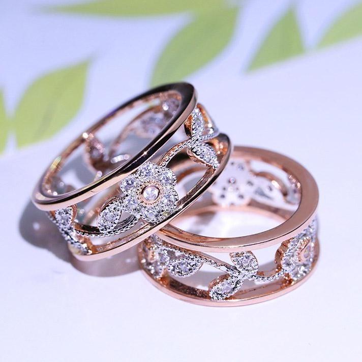 Exquisite Women Classics Fashion Flower Plating Zircon Wedding Ring With Timeless Appeal