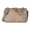 Gucci GG Marmont Spring Clip Flap Quilted V Leather Mini Shoulder Bag Women Shoulder Bag Gray-Brown 446744-AAER0-1523