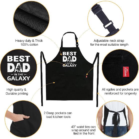 Kaidouma Grilling Aprons for Men Dad - Mens Funny Chef Cooking BBQ Grill Apron with 2 Pockets - Father's Day Apron for Daddy Husband - Best Dad In