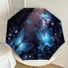 1pc Enchanted Blue Butterfly Garden Umbrella with Plastic Handle,Suitable for All Seasons Home Travel Outdoor UmbrellaDD136