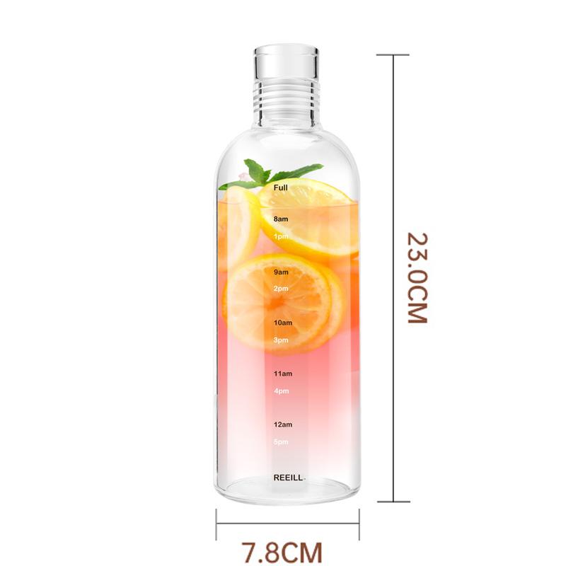 111/711ml Water Bottle With Time Marker Cover For Water Drink Large Capacity Plastic Transparent Milk Juice Cup Birthday Gift